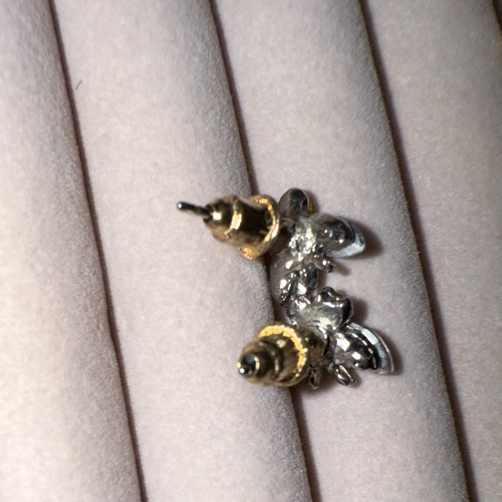 Vintage Silver Butterfly Purple Gemstone Stud Earrings - Picture 10 of 11